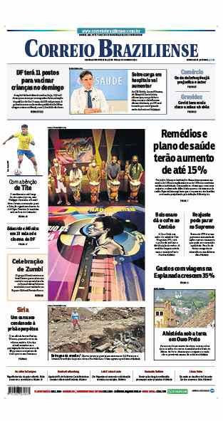 Confira a Capa do Jornal Correio Braziliense do dia 14/01/2022