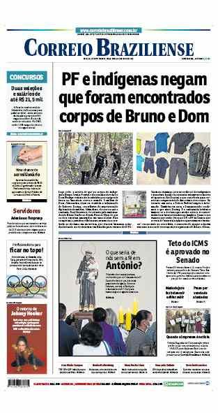 Confira a Capa do Jornal Correio Braziliense do dia 14/06/2022