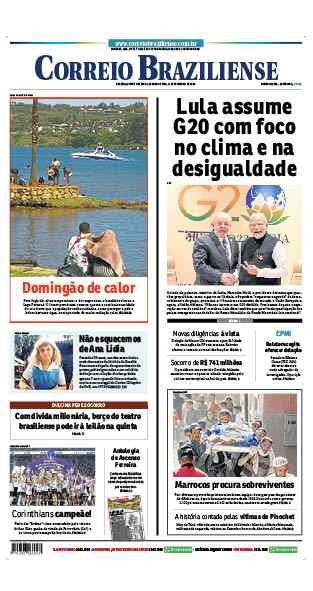 Confira a Capa do Jornal Correio Braziliense do dia 11/09/2023