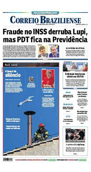 Confira a Capa do Jornal Correio Braziliense do dia 03/05/2025