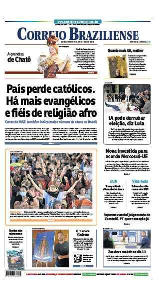 Confira a Capa do Jornal Correio Braziliense do dia 07/06/2025