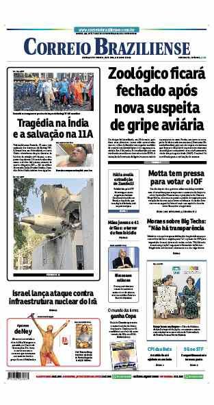 Confira a Capa do Jornal Correio Braziliense do dia 13/06/2025