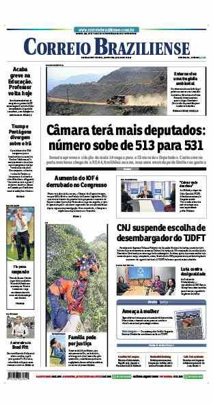 Confira a Capa do Jornal Correio Braziliense do dia 26/06/2025