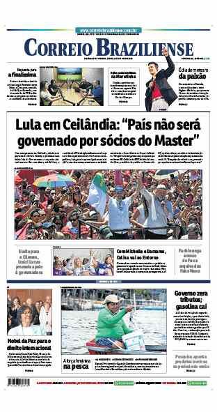Confira a Capa do Jornal Correio Braziliense do dia 10/10/2026